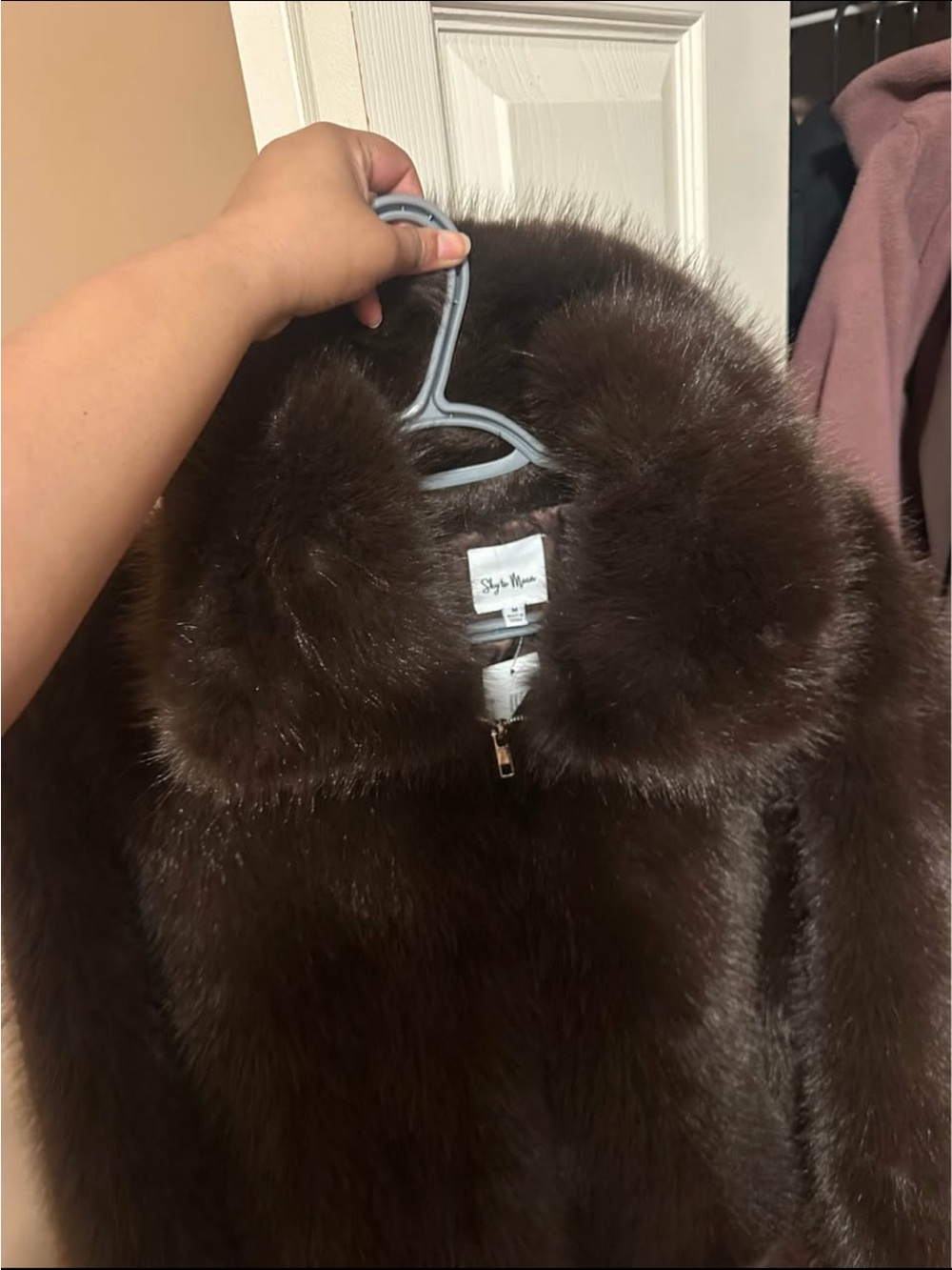 Women's Dark Brown Faux Fur Teddy Jacket